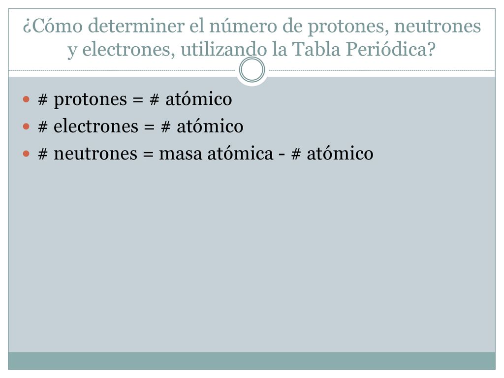 ¿Cómo determiner el número de protones, neutrones y electrones, utilizando la Tabla Periódica
