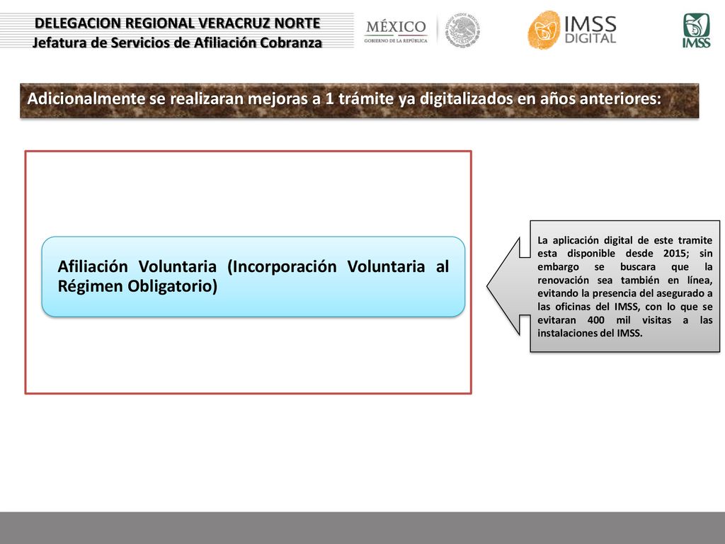 DELEGACION REGIONAL VERACRUZ NORTE Jefatura de Servicios de Afiliación Cobranza
