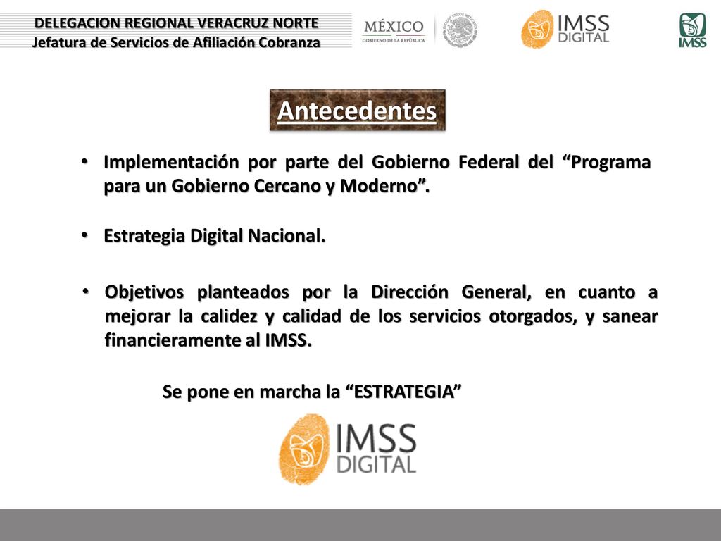 DELEGACION REGIONAL VERACRUZ NORTE Jefatura de Servicios de Afiliación Cobranza