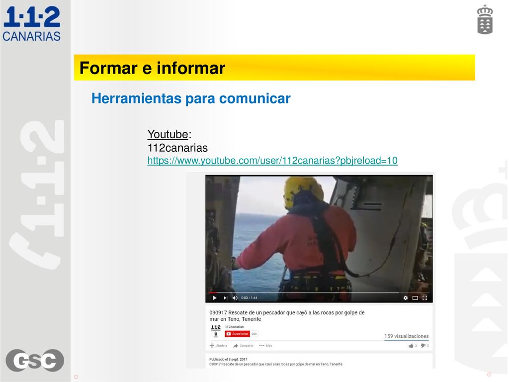 Formar e informar Herramientas para comunicar Youtube: 112canarias