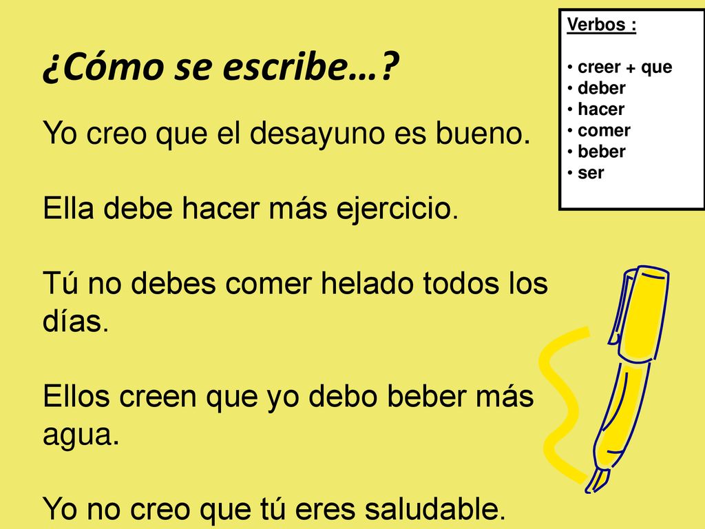 ¿Cómo se escribe… Yo creo que el desayuno es bueno.