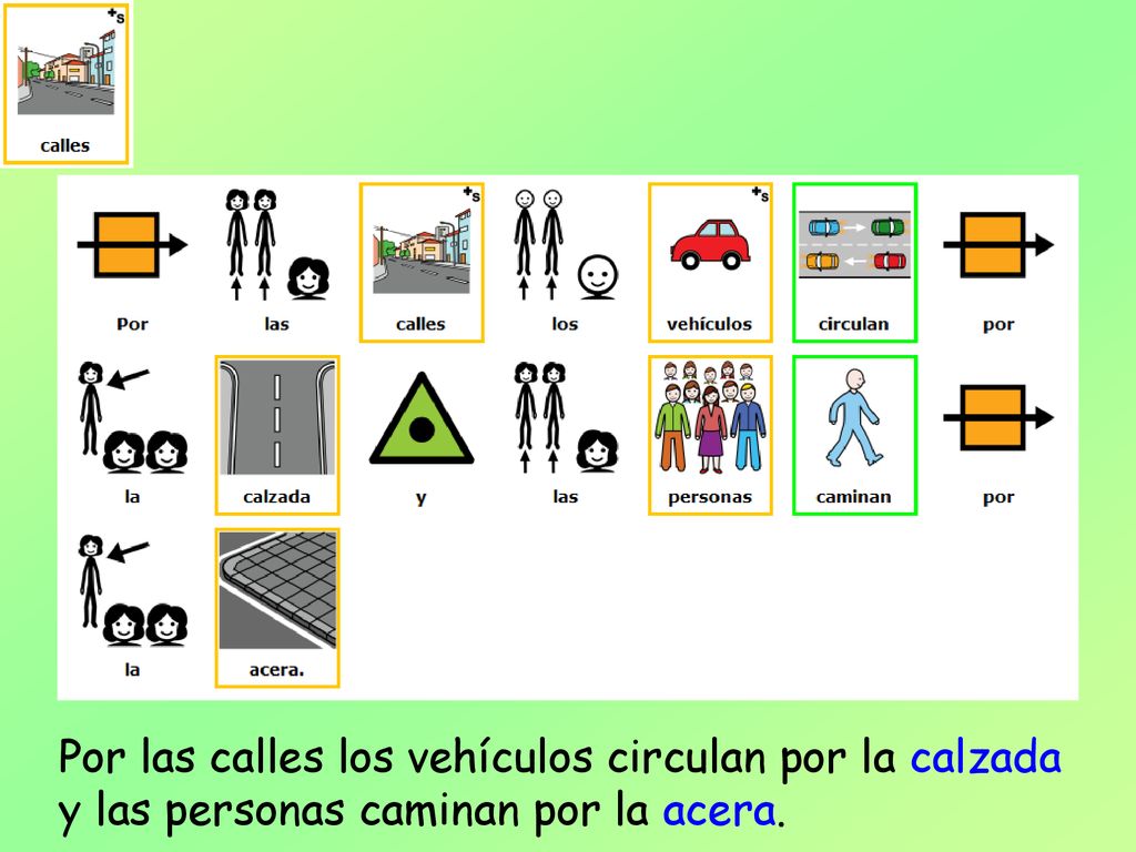 Por las calles los vehículos circulan por la calzada y las personas caminan por la acera.