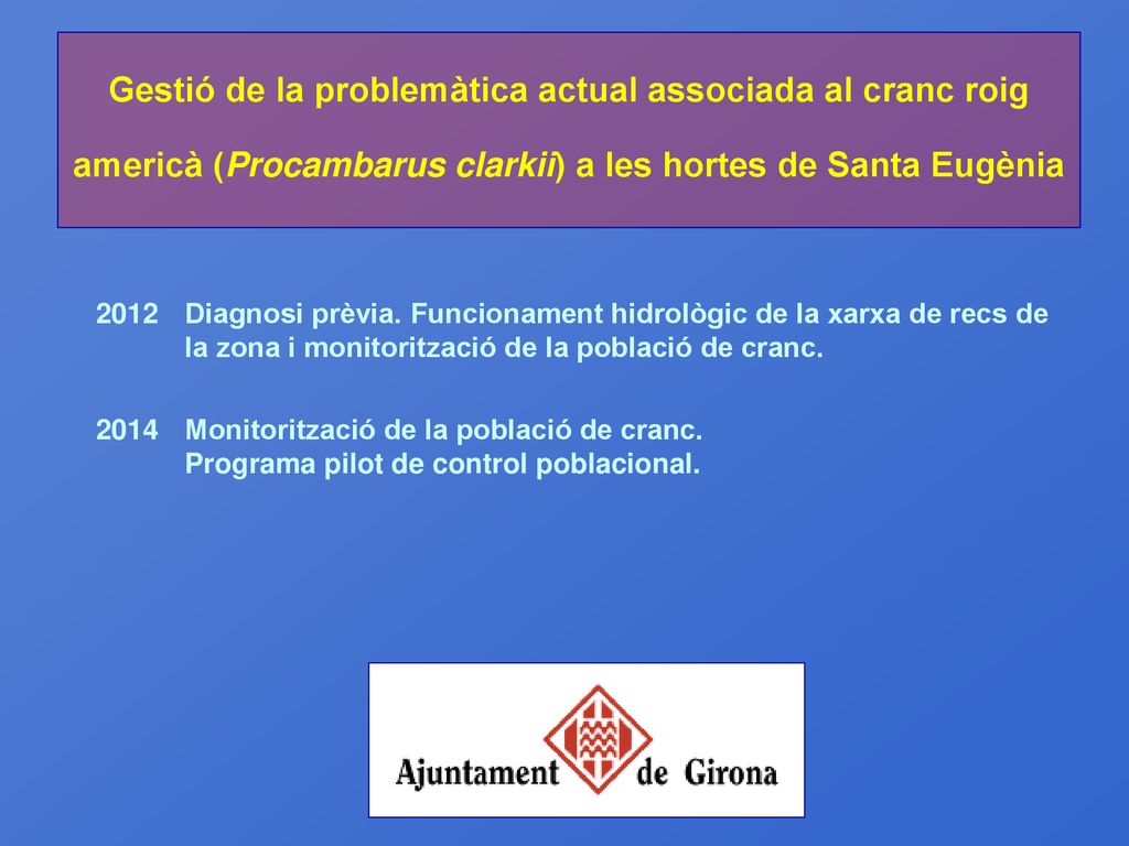 Gestió de la problemàtica actual associada al cranc roig americà (Procambarus clarkii) a les hortes de Santa Eugènia