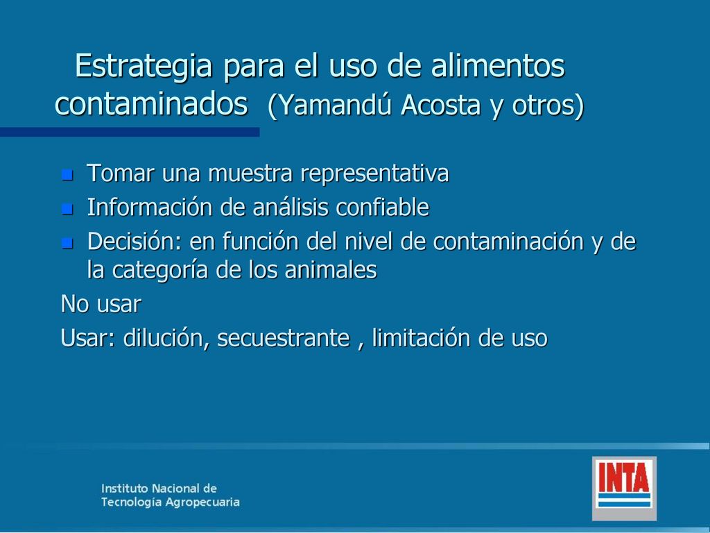 Estrategia para el uso de alimentos contaminados (Yamandú Acosta y otros)