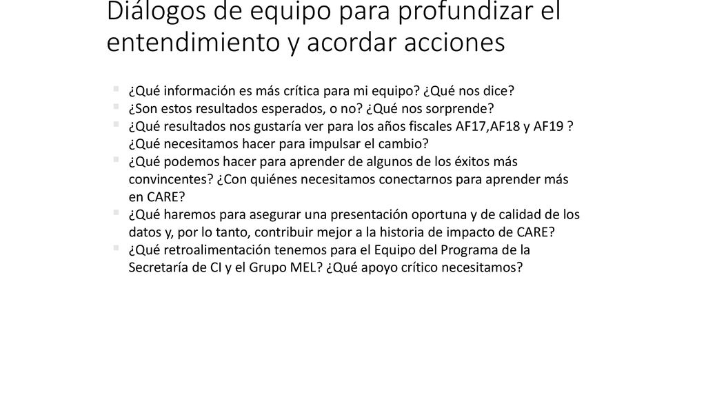Diálogos de equipo para profundizar el entendimiento y acordar acciones