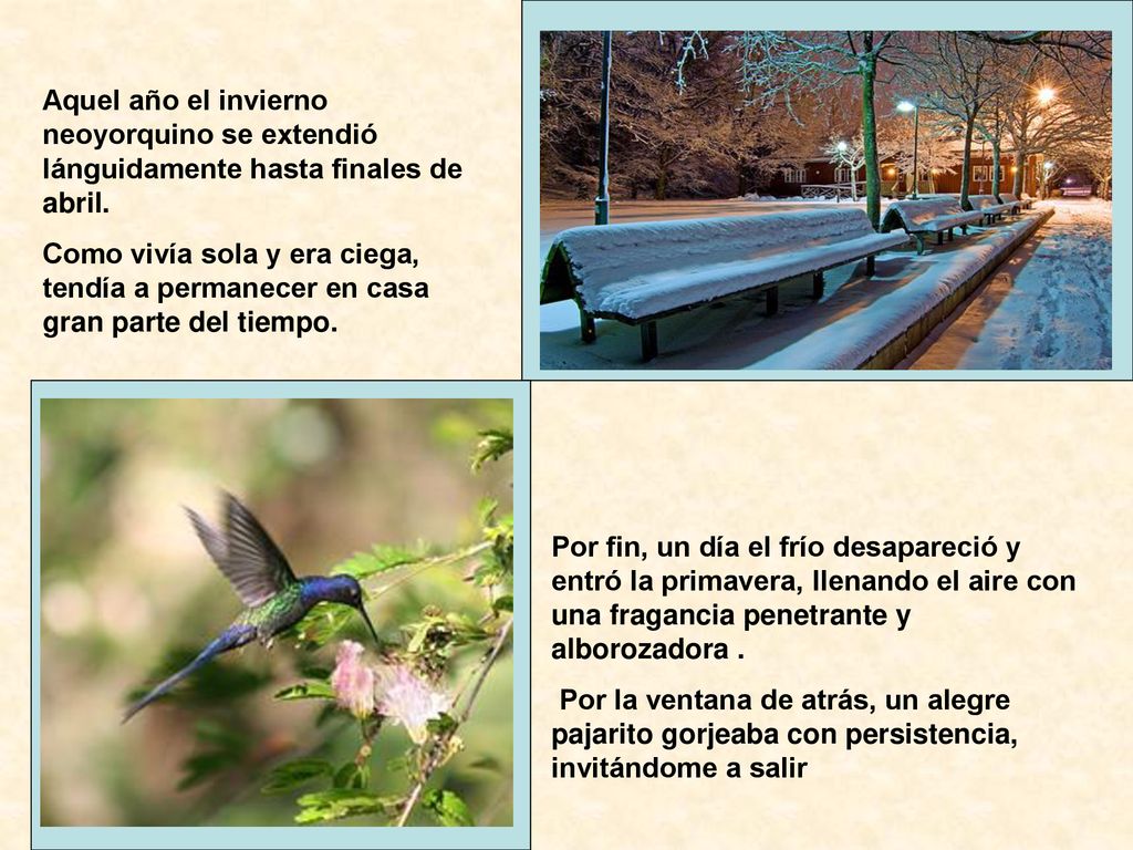 Aquel año el invierno neoyorquino se extendió lánguidamente hasta finales de abril.