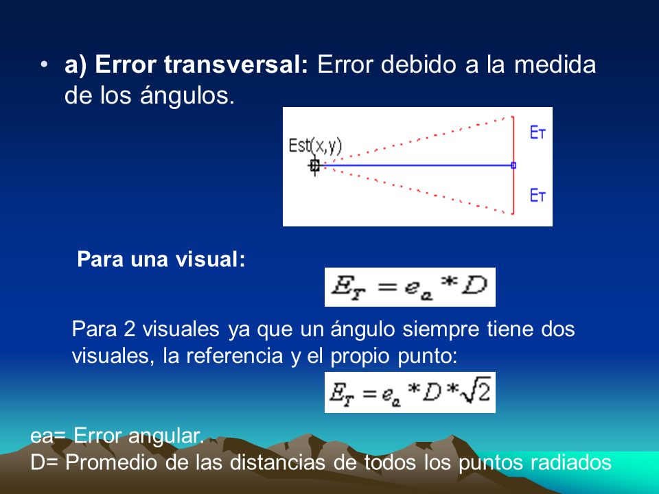a) Error transversal: Error debido a la medida de los ángulos.