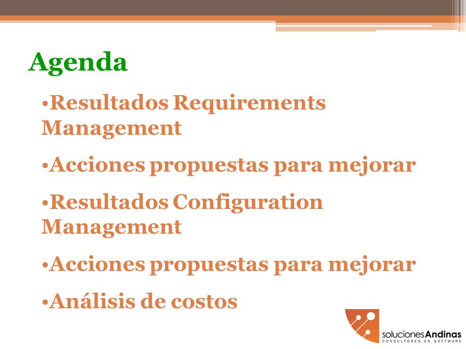 Agenda Resultados Requirements Management