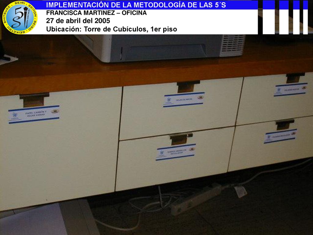 IMPLEMENTACIÓN DE LA METODOLOGÍA DE LAS 5´S 27 de abril del 2005