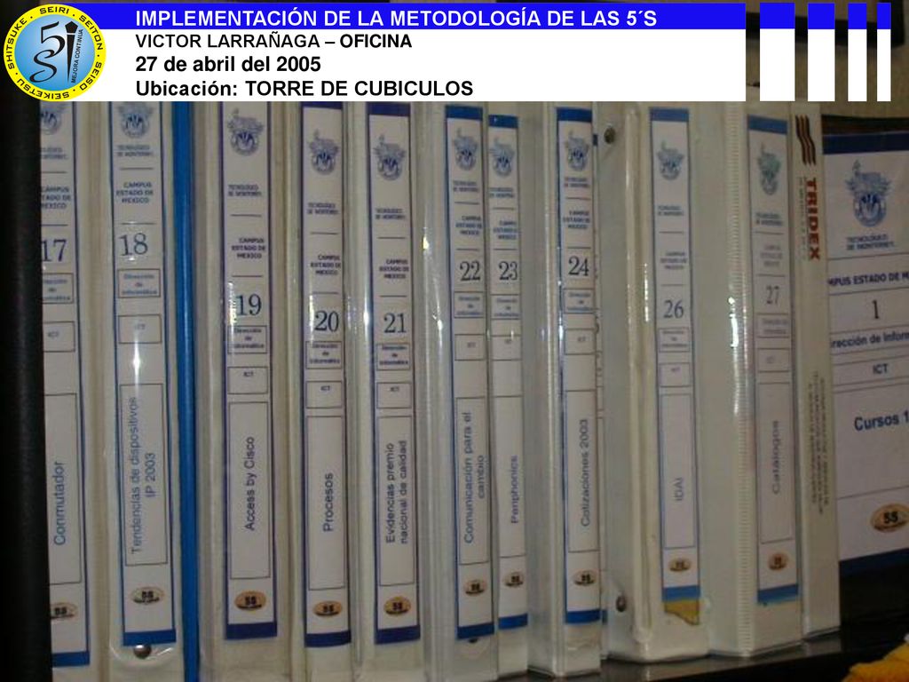 IMPLEMENTACIÓN DE LA METODOLOGÍA DE LAS 5´S 27 de abril del 2005