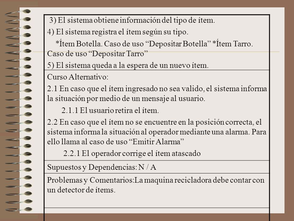 3) El sistema obtiene información del tipo de ítem.