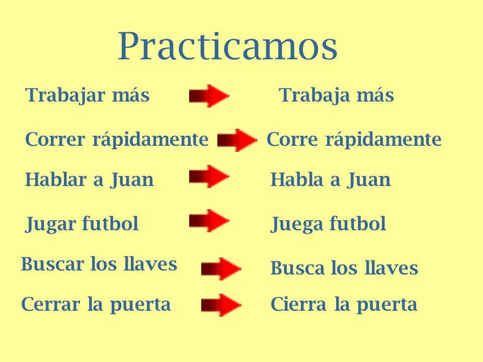 Practicamos Trabajar más Trabaja más Correr rápidamente