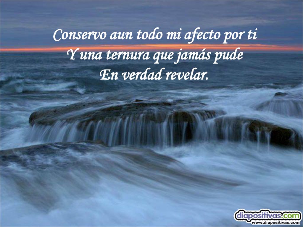 Conservo aun todo mi afecto por ti Y una ternura que jamás pude