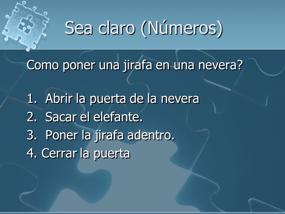 Sea claro (Números) Como poner una jirafa en una nevera