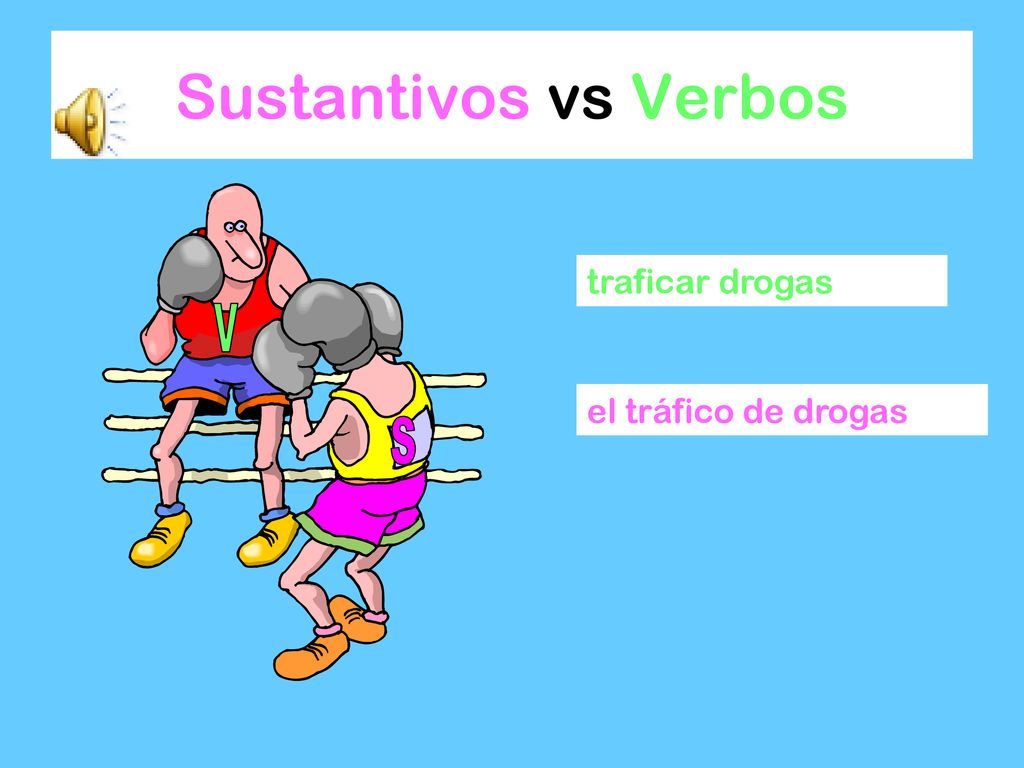 Sustantivos vs Verbos S V traficar drogas el tráfico de drogas