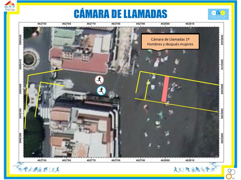 CÁMARA DE LLAMADAS Cámara de Llamadas 1º Hombres y después mujeres. A las 08:45 todos los atletas tienen que estar fuera del agua.
