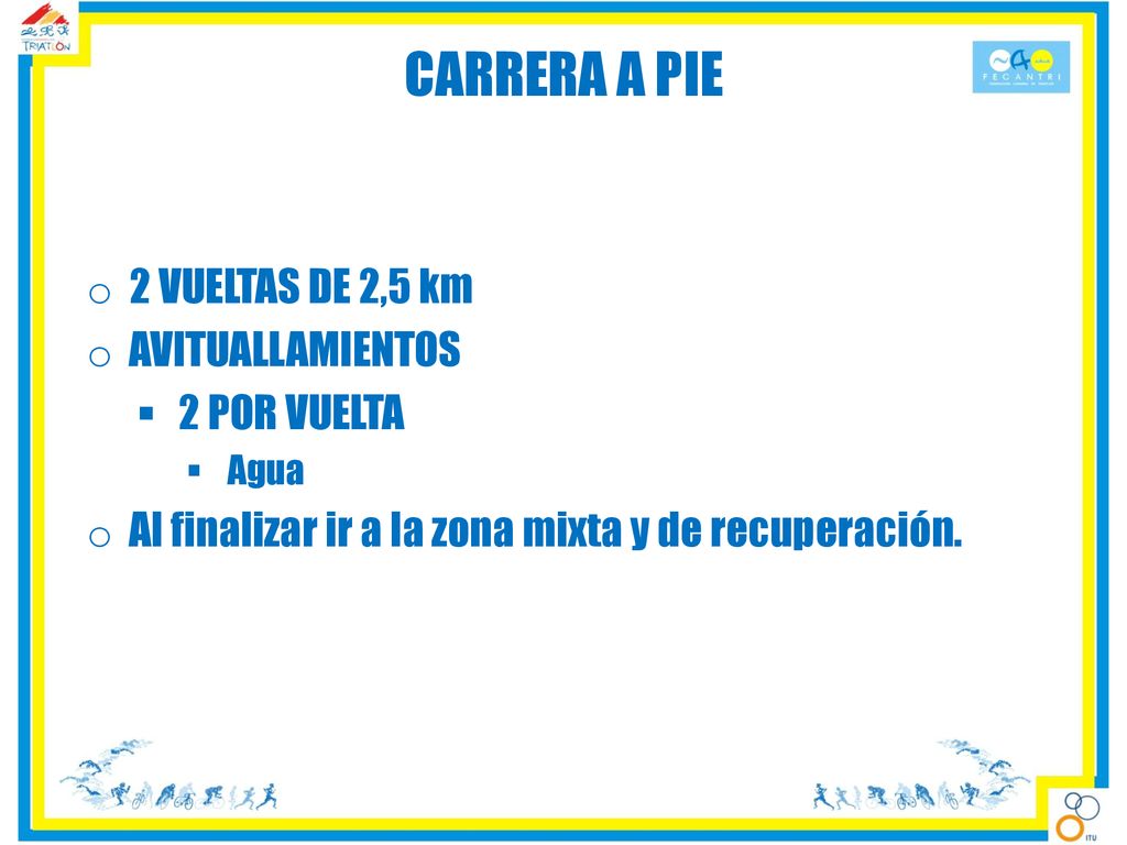 CARRERA A PIE 2 VUELTAS DE 2,5 km AVITUALLAMIENTOS 2 POR VUELTA