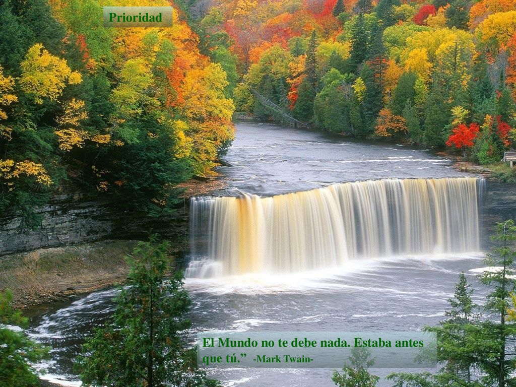 Prioridad El Mundo no te debe nada. Estaba antes que tú. -Mark Twain-