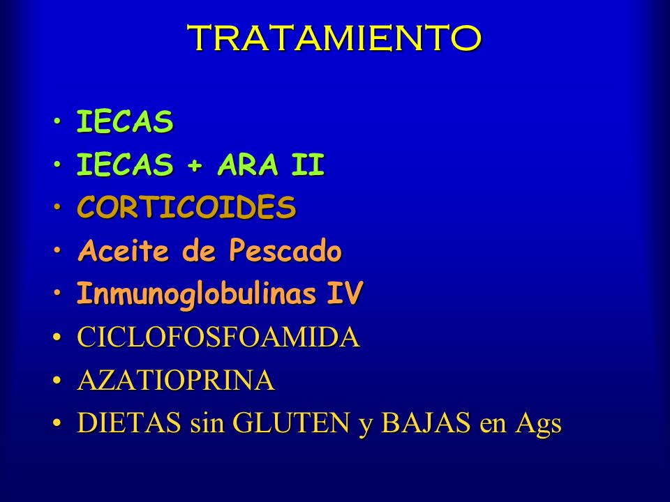 TRATAMIENTO IECAS IECAS + ARA II CORTICOIDES Aceite de Pescado
