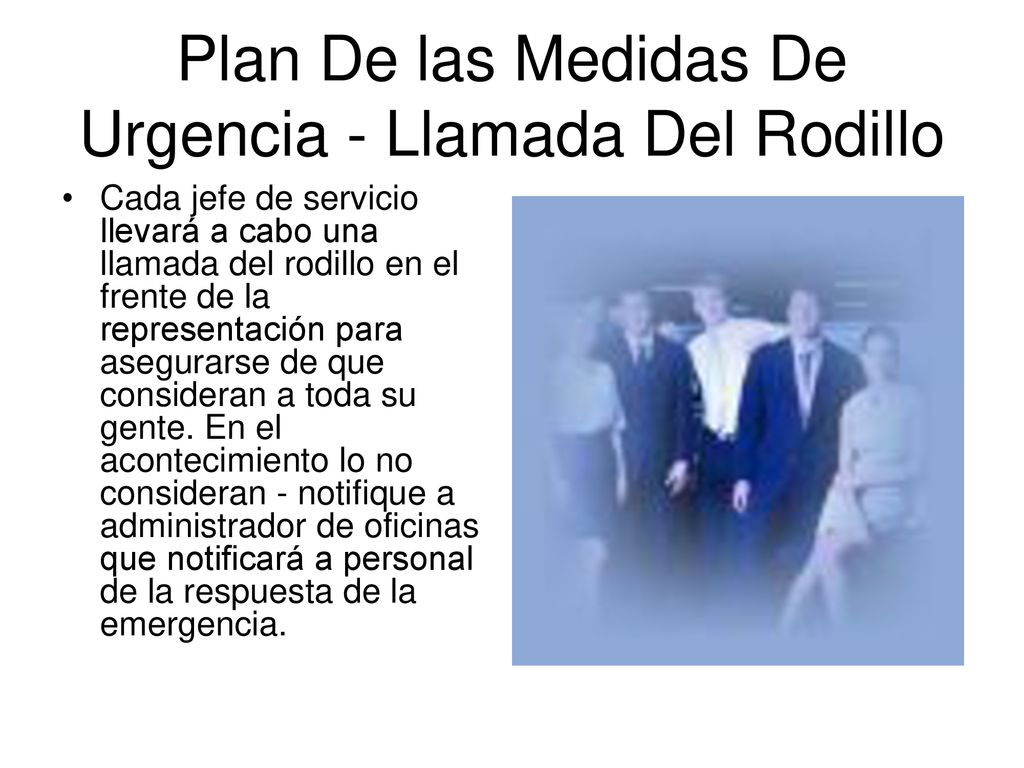 Plan De las Medidas De Urgencia - Llamada Del Rodillo