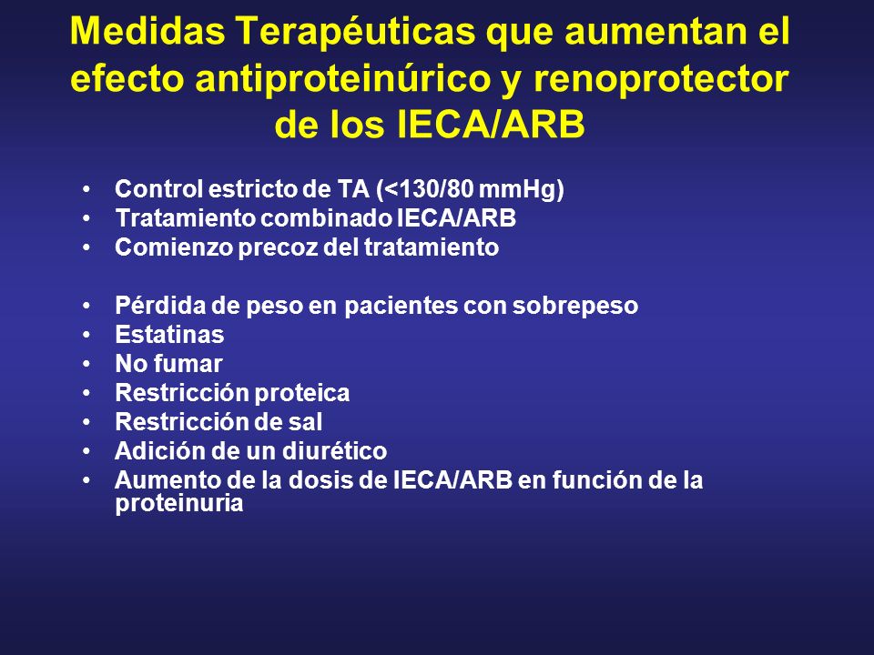 Medidas Terapéuticas que aumentan el efecto antiproteinúrico y renoprotector de los IECA/ARB
