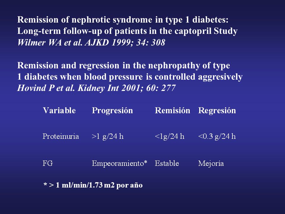 Remission of nephrotic syndrome in type 1 diabetes: