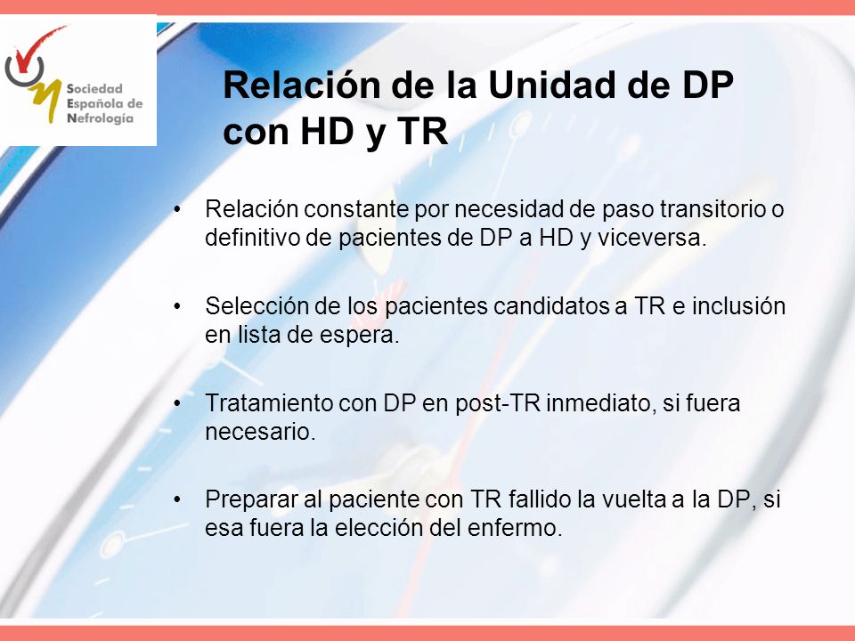Relación de la Unidad de DP con HD y TR