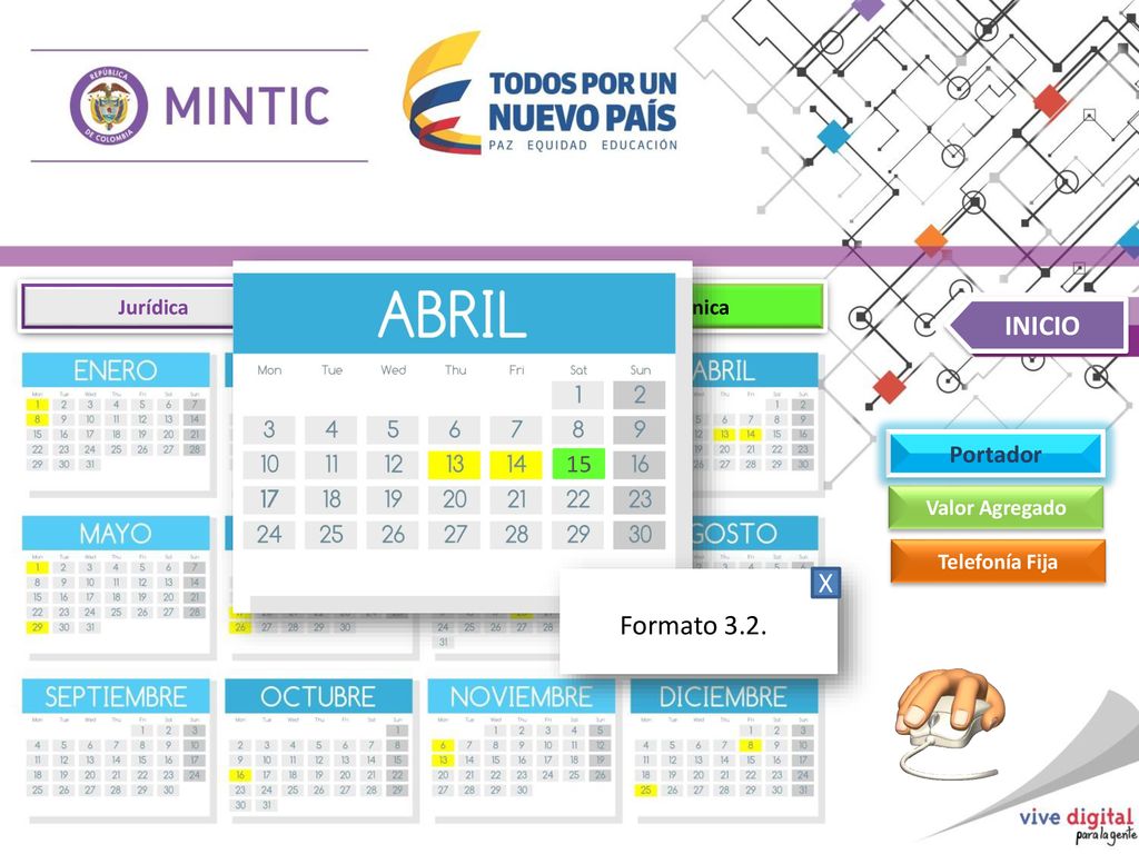 INICIO X Formato 3.2. Portador 15 Jurídica Financiera Técnica