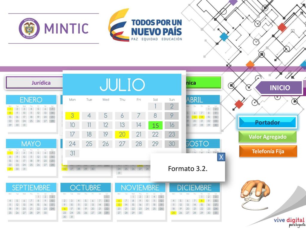INICIO X Formato 3.2. Portador 15 Jurídica Financiera Técnica