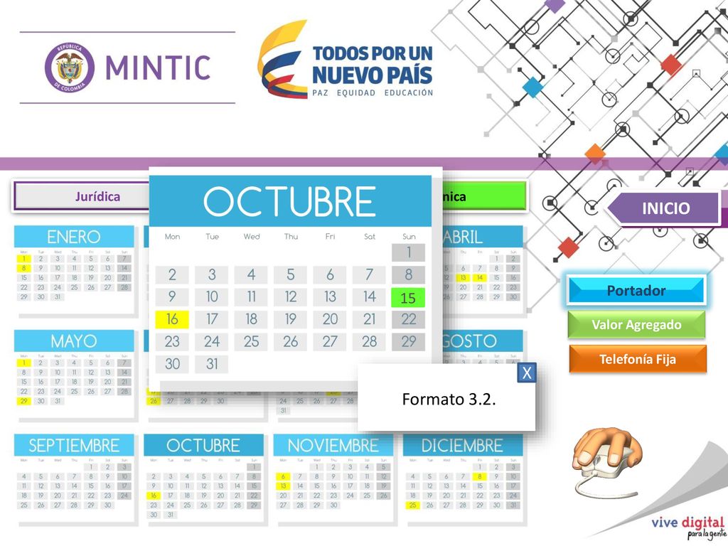 INICIO X Formato 3.2. Portador 15 Jurídica Financiera Técnica