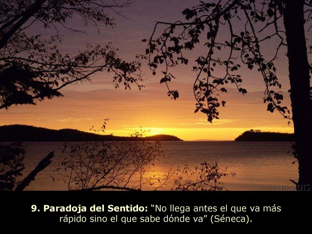9. Paradoja del Sentido: No llega antes el que va más rápido sino el que sabe dónde va (Séneca).