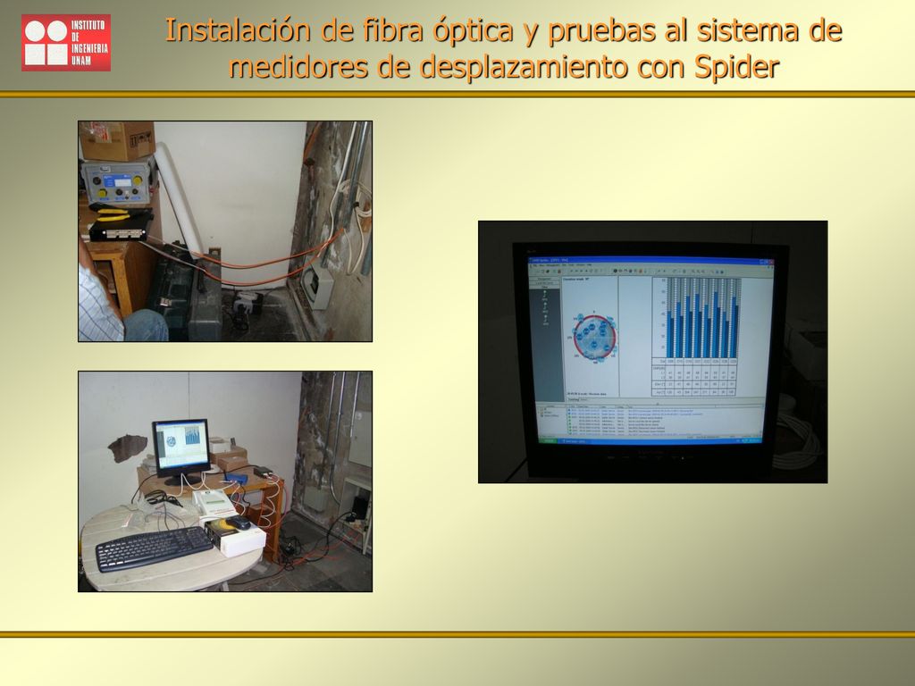 Instalación de fibra óptica y pruebas al sistema de medidores de desplazamiento con Spider