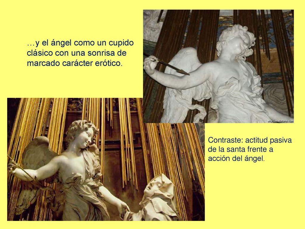 …y el ángel como un cupido clásico con una sonrisa de marcado carácter erótico.