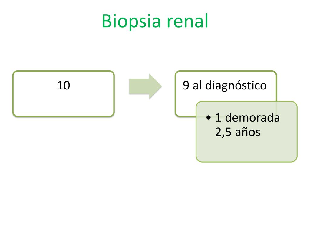 Biopsia renal 10 9 al diagnóstico 1 demorada 2,5 años