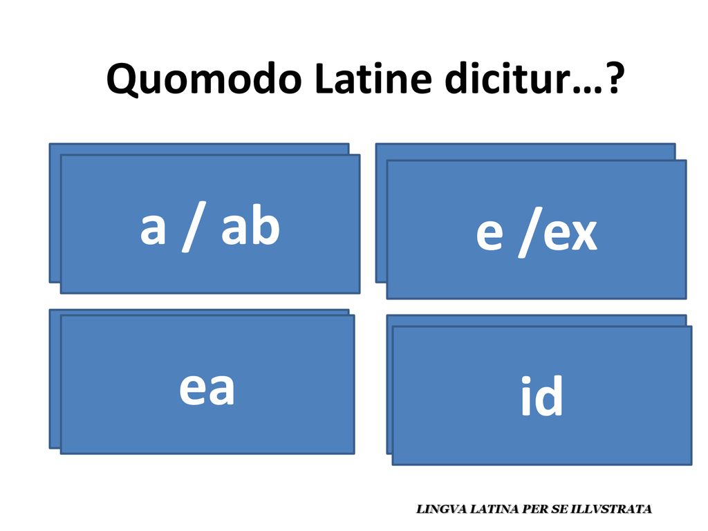 de, desde de , desde a / ab e /ex ella ea ello id