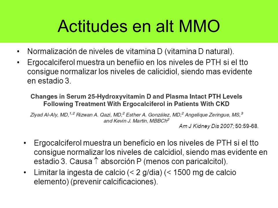 Actitudes en alt MMO Normalización de niveles de vitamina D (vitamina D natural).