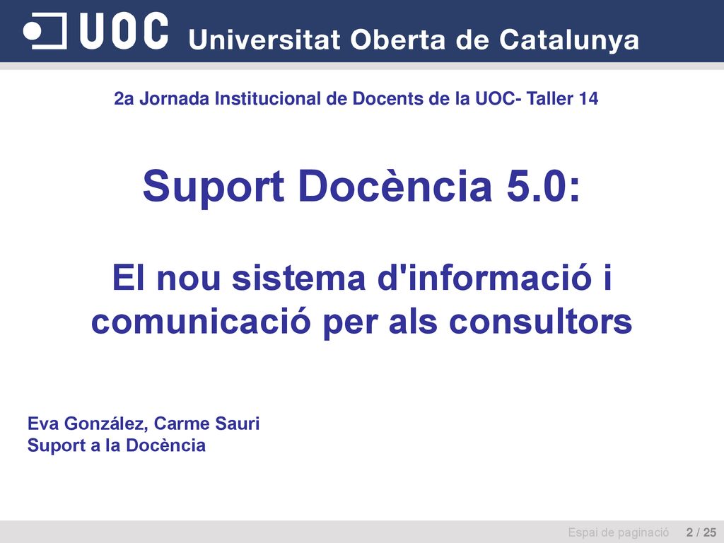 2a Jornada Institucional de Docents de la UOC- Taller 14