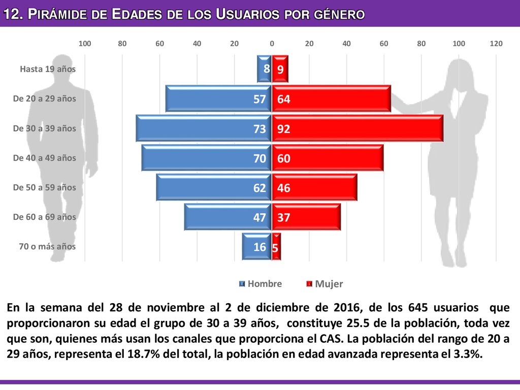 12. Pirámide de Edades de los Usuarios por género