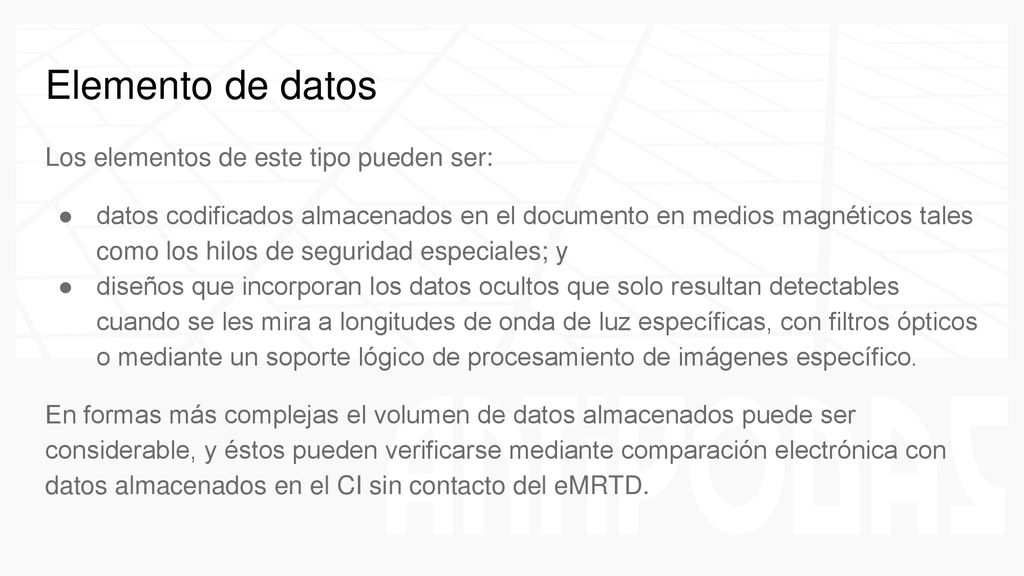 Elemento de datos Los elementos de este tipo pueden ser: