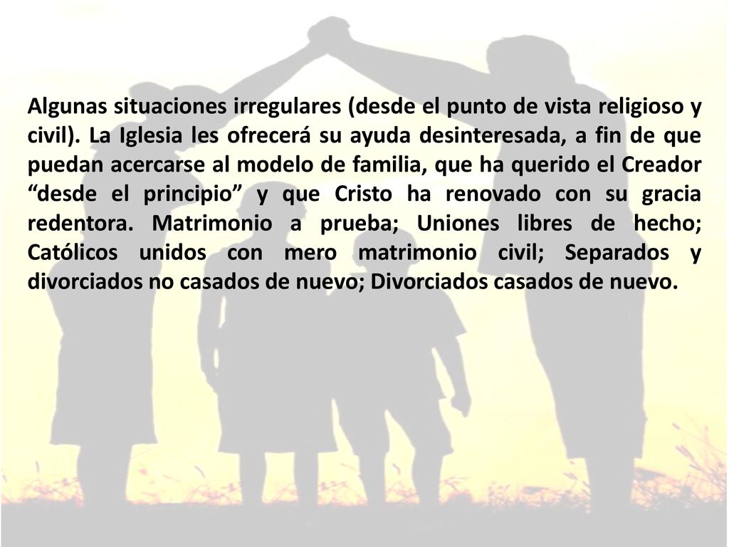 Algunas situaciones irregulares (desde el punto de vista religioso y civil).
