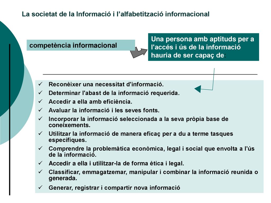 La societat de la Informació i l’alfabetització informacional