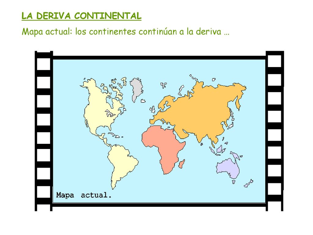 LA DERIVA CONTINENTAL Mapa actual: los continentes continúan a la deriva …