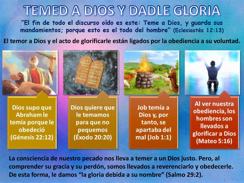 El fin de todo el discurso oído es este: Teme a Dios, y guarda sus mandamientos; porque esto es el todo del hombre (Eclesiastés 12:13)