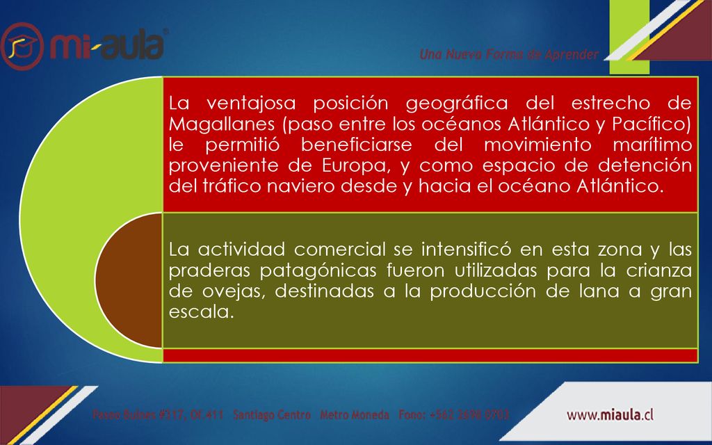 La ventajosa posición geográfica del estrecho de Magallanes (paso entre los océanos Atlántico y Pacífico) le permitió beneficiarse del movimiento marítimo proveniente de Europa, y como espacio de detención del tráfico naviero desde y hacia el océano Atlántico.