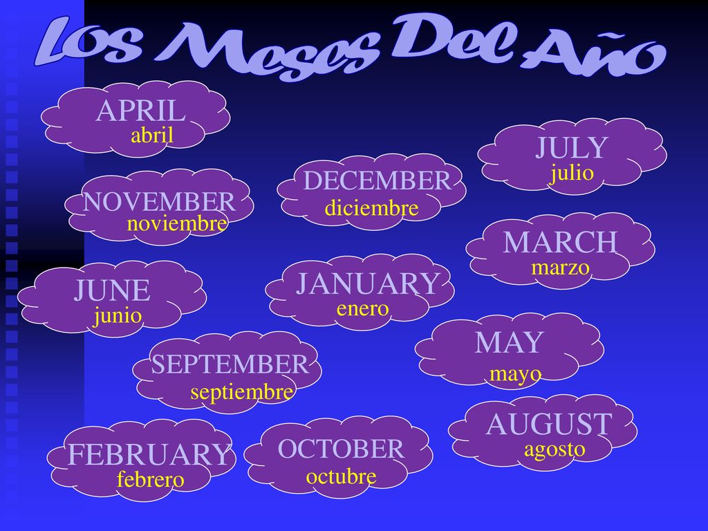 Los Meses Del Año APRIL JULY MARCH JANUARY JUNE MAY AUGUST FEBRUARY