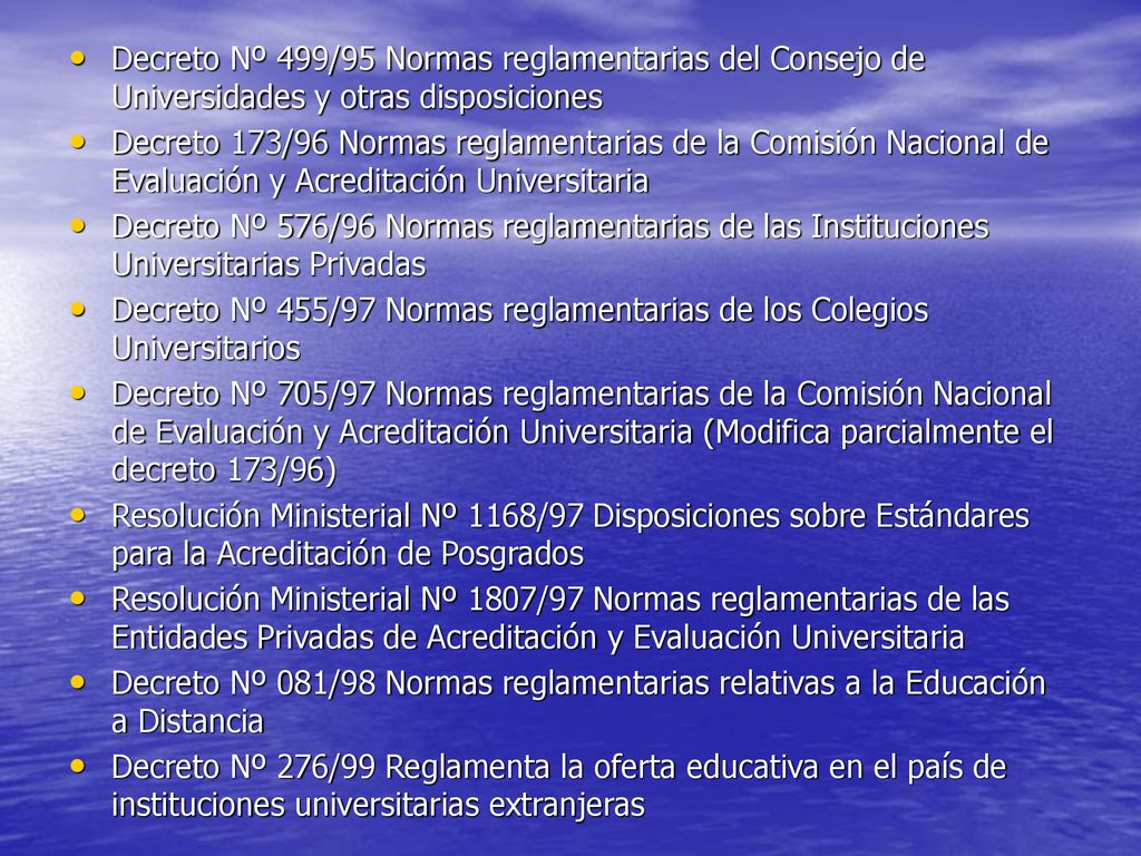 Decreto Nº 499/95 Normas reglamentarias del Consejo de Universidades y otras disposiciones