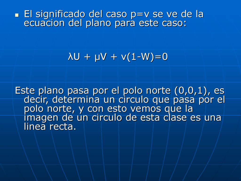 El significado del caso p=v se ve de la ecuacion del plano para este caso: