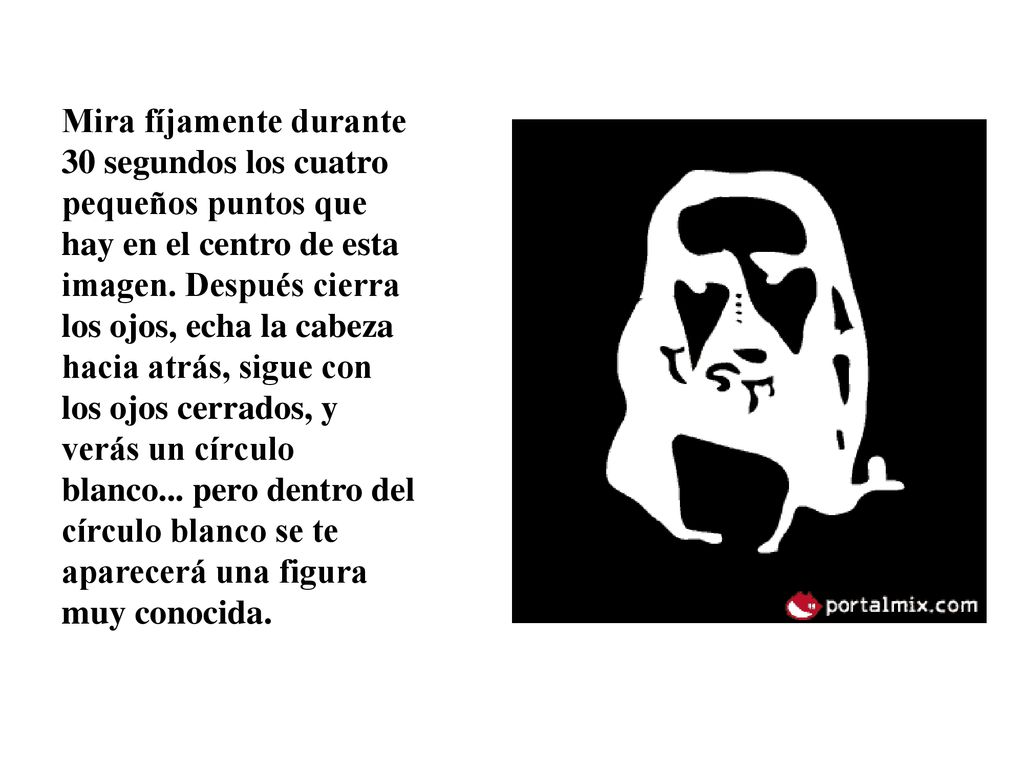 Mira fíjamente durante 30 segundos los cuatro pequeños puntos que hay en el centro de esta imagen.
