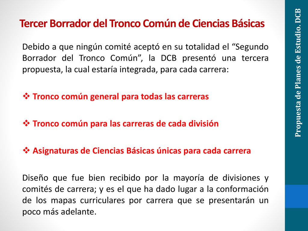 Tercer Borrador del Tronco Común de Ciencias Básicas