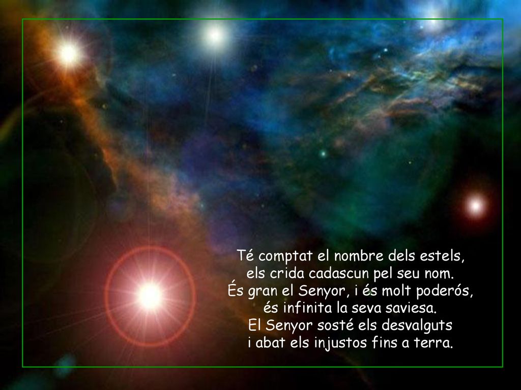 Té comptat el nombre dels estels, els crida cadascun pel seu nom.